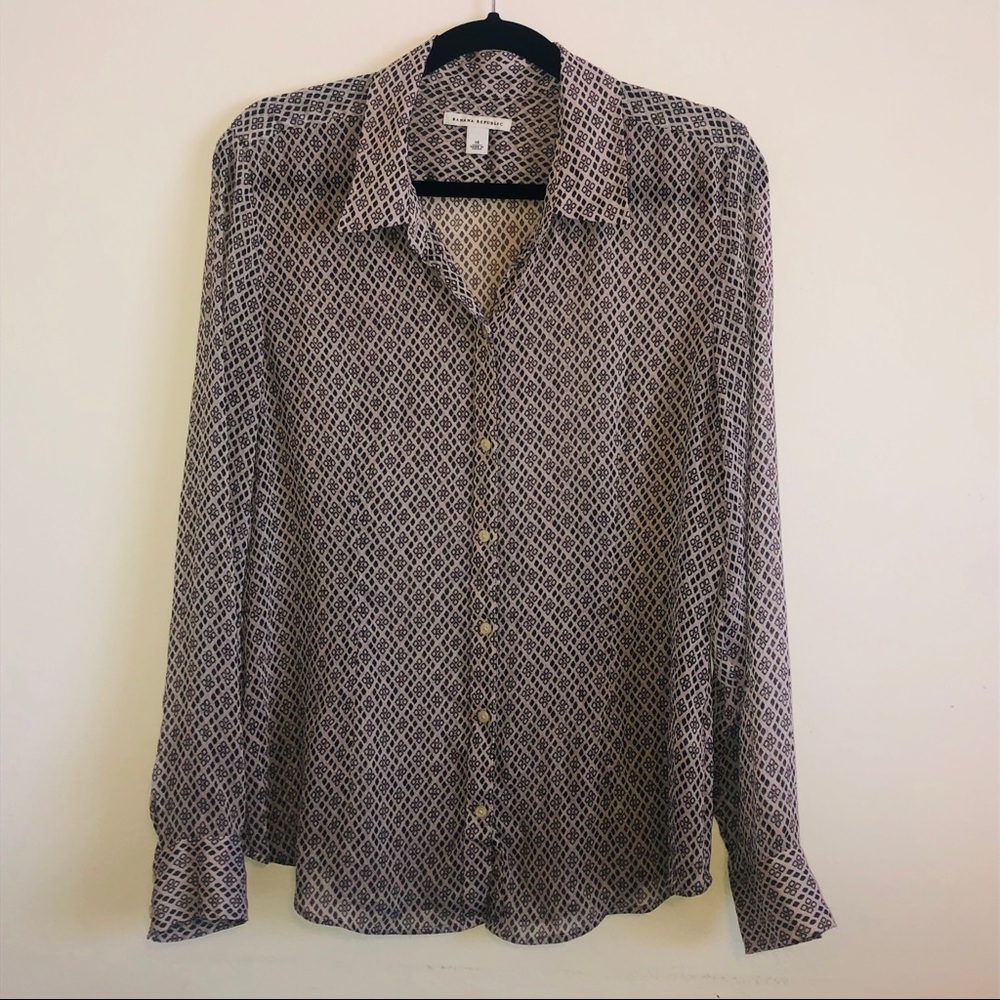 Banana Republic Sheer Fitted Button Down Blouse